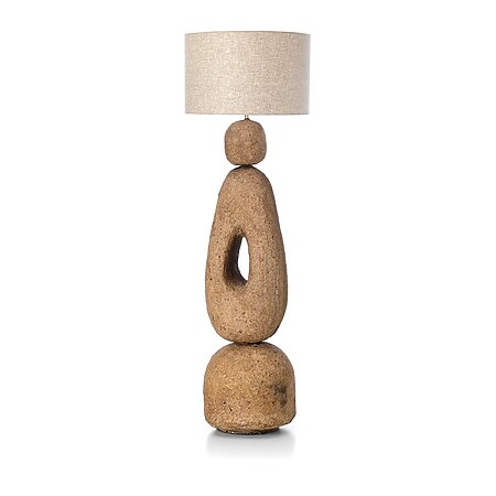 Diseño de interiores escandinavo: armonía a través del minimalismo hygge en el diseño de interiores de estilo escandinavo del siglo XX Lámpara de pie XL hecha a mano "Lampatha Christie" de papel maché (color barro)