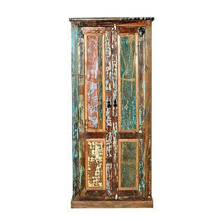 Shabby Chic Garderobenschrank / Bücherschrank, lackiertes Altholz