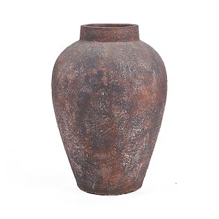 Handgefertigte XXL-Bodenvase "Volcanic" aus Terrakotta (burgund)