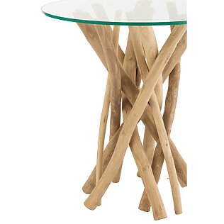 J-Line Beistelltisch „Nature’s Art“ aus Teakholz & Glas