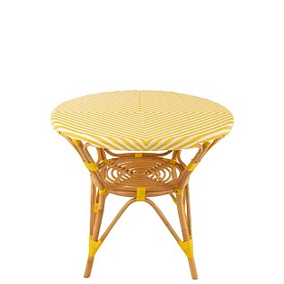 J-Line "Live" table in coastal charm, rattan + plastic (yellow/white)