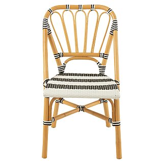 J-Line Stuhl "Live" im Coastal-Charme, Rattan + Kunststoff (schwarz/weiß)