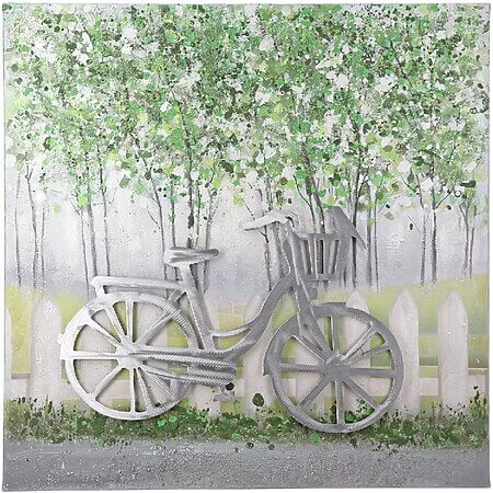 Kleurrijk Scandinavisch design - Scandinavische stijl met een kleuraccent. Interieurontwerp door Antrei Hartikainen Canvasprint "Bicycle Love" uit het noorden, handgeschilderd met 3D-effect