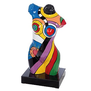 Weiblicher Torso „Vibrant Curves“ auf schwarzem Marmorsockel