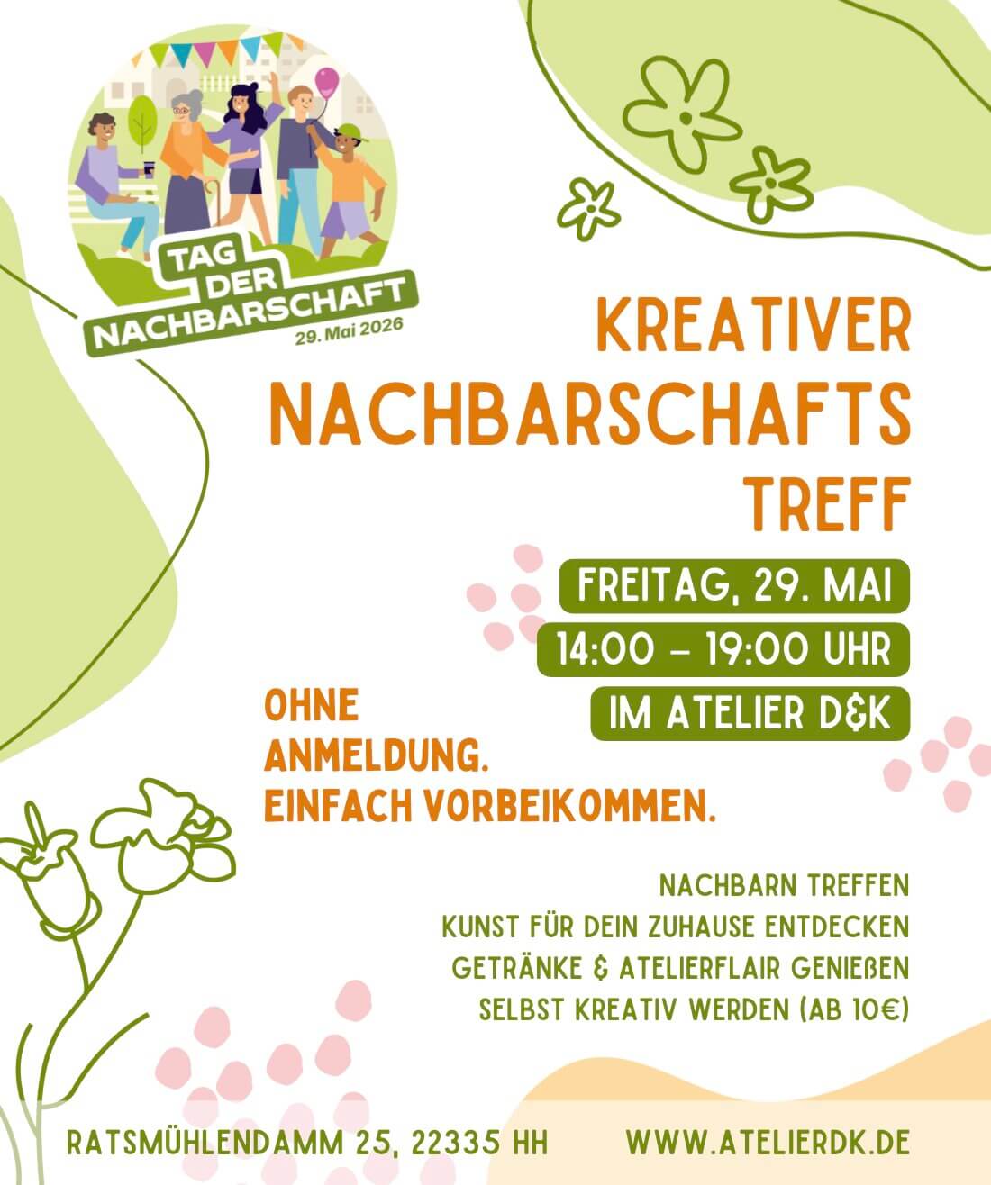 Kreativer Nachbarschaftstreff im Atelier D&K am tag der Nachbarschaft - 29.Mai 2026
