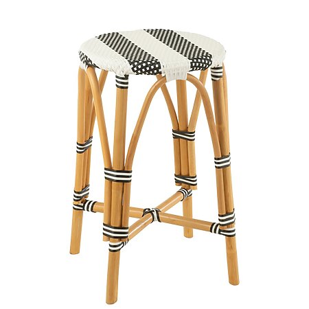 J-Line Barhocker "Live" im Coastal-Charme, Rattan + Kunststoff (schwarz/weiß)