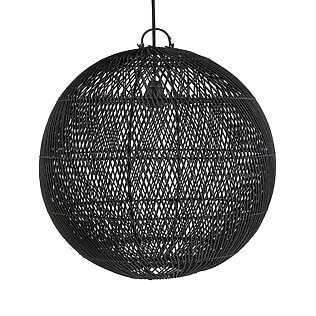 Lampada a sospensione "Bubble", con sfere di rattan intrecciate a mano (nere) - Dimensioni: M