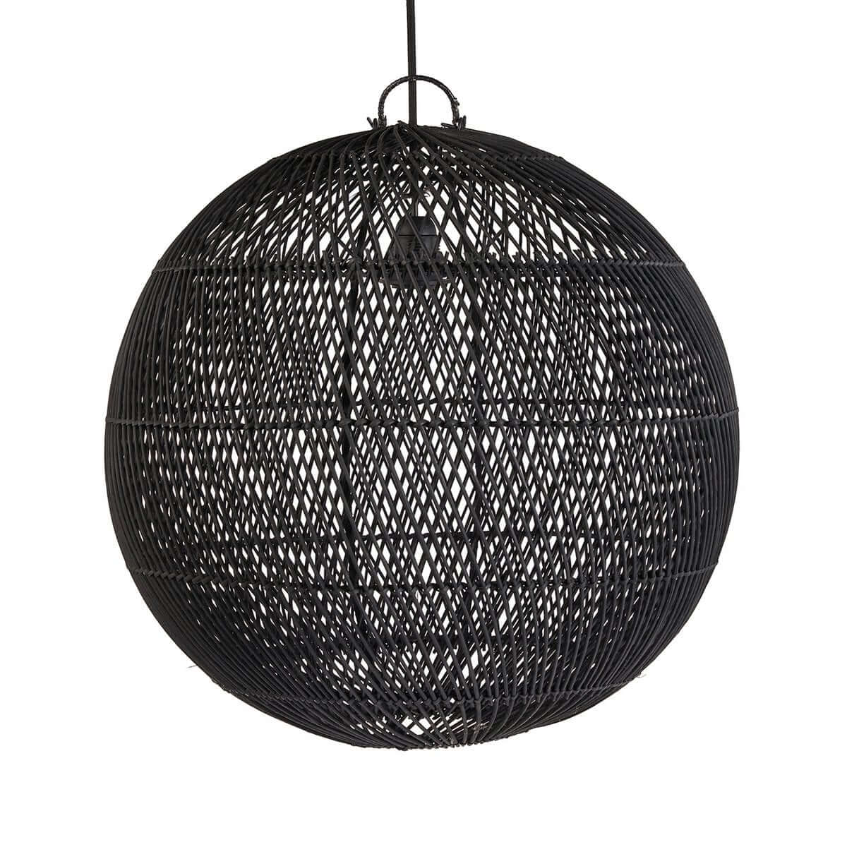 Pendelleuchte "Bubble", handgeflochtene Rattankugeln (schwarz) - Größe: M Pendelleuchte "Bubble", handgeflochtene Rattankugeln (schwarz) - Größe: M