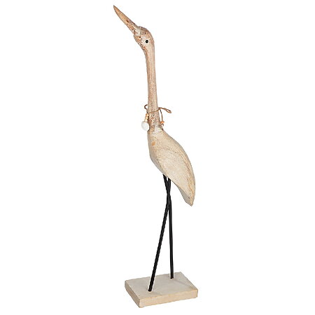 Elegant wooden sculpture "Grey Heron" made of mango wood