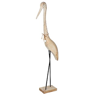 Elegante Holzskulptur „Graureiher #2“ aus Mangoholz