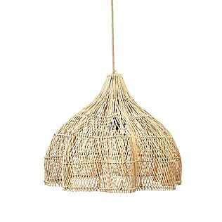 Medium-sized rattan pendant lamp "Whipped", hand-woven (natural)