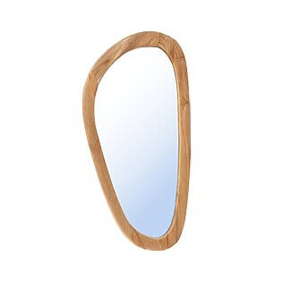 Espejo orgánico XL con borde de madera de teca (natural)