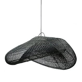 Wolkenförmige Rattan-Hängelampe "Cloud XXL", handgeflochten (schwarz)
