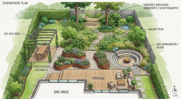 Moderne Layout-Planung beim Gartendesign