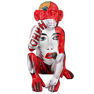 Farbenfrohe Poly-Affenskulptur "Monkey", Pop-Art-Stil (handbemalt)