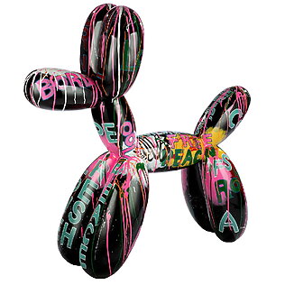 Handbemalter Pop-Art Ballonhund "Pallone" aus Polyresin (groß)