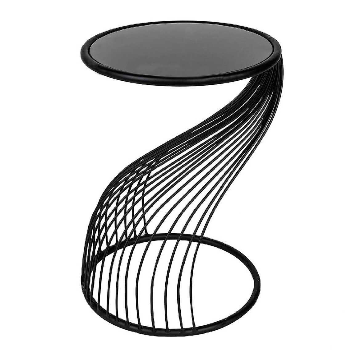 Eleganter Beistelltisch "Ray" mit Glasplatte, rund (schwarz) Eleganter Beistelltisch "Ray" mit Glasplatte, rund (schwarz)