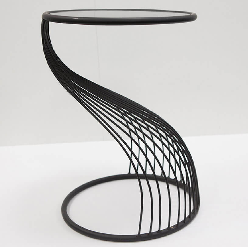 Eleganter Beistelltisch "Ray" mit Glasplatte, rund (schwarz) Eleganter Beistelltisch "Ray" mit Glasplatte, rund (schwarz) – Bild 2