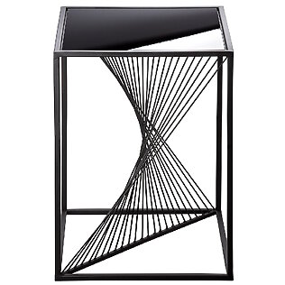 Eleganter Beistelltisch "Ray" mit Glasplatte, quadratisch (schwarz)