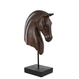 Sculpture de tête de cheval J-Line sur piédestal