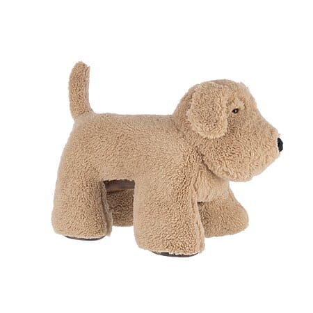 Perro tope de puerta de peluche J-Line (beige)