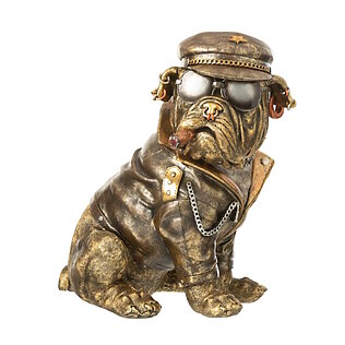 J-Line Bulldogge mit Zigarre (Version B), Tierbüste in antiker Bronze-Optik