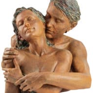 Skulptur "Rückhalt" von Angeles Anglada, Kunstguss in Steinoptik