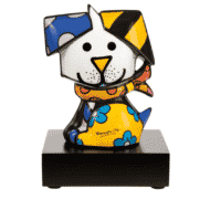 Handbemalte Porzellanskulptur "Hund Coco" von Romero Britto