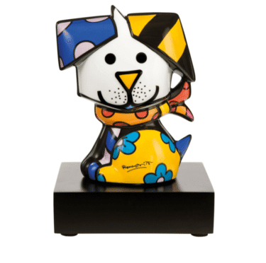 Handbemalte Porzellanskulptur "Hund Coco" von Romero Britto