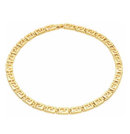 Hoe handgemaakte sieraden een emotioneel verhaal vertellen. Creatieve cadeaus Meanderketting - Verguld tin - gebaseerd op het meanderontwerp van het oude Griekenland