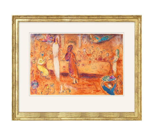 Marc Chagall: ""Megacles reconnait sa Fille pendant le Festin", Limitierte Farblithografie auf Bütten