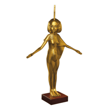 Vergoldete Skulptur "Schutzgöttin Isis", Museums-Replikat aus Kunstguss und Holz