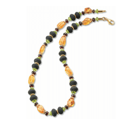 How handmade jewelry gifts tell emotional stories. Creative gifts contentview "Glory" necklace by Ray Alba - gemstone necklace with gold-plated elements