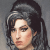 Ironisches Aquarellgemälde „Amy Winehouse II (2022)” von REME Jr.