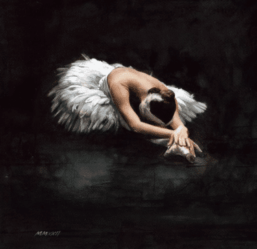 Fotorealistisches Aquarellgemälde „Ballet Dancer CCCXXXII - Swan Lake“ von REME Jr.