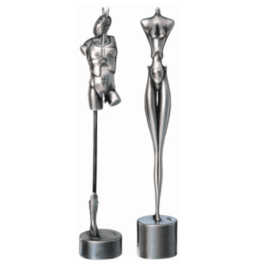Skulpturengruppe "Königliches Paar" (Bronze versilbert) von Paul Wunderlich