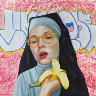 Pop Art Ölgemälde "Monja Banana" von Arteria Chiapas (Mexiko)