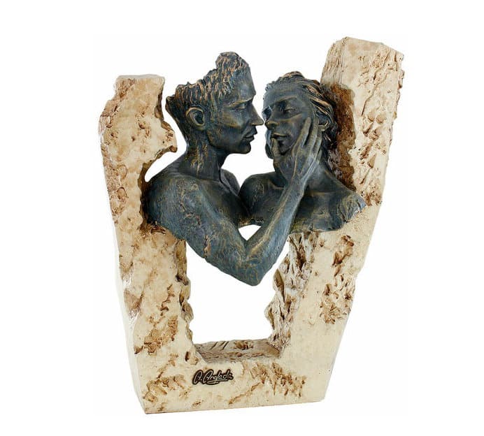 Wunderbare Skulpturen zum Thema Liebe, Verbundenheit und Freundschaft Kunstwerke kunst kaufen Skulptur „Zuneigung“ von Angeles Anglada, Kunstguss in Steinoptik