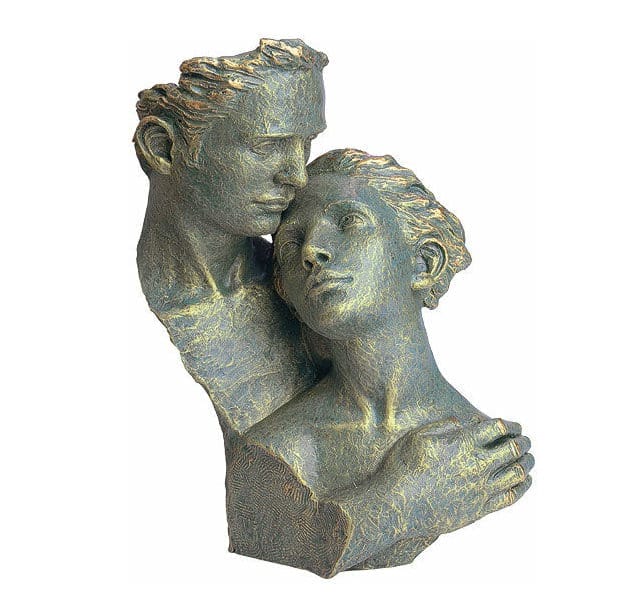 Wunderbare Skulpturen zum Thema Liebe, Verbundenheit und Freundschaft Kunstwerke kunst kaufen Skulptur „Hingabe“ von Angeles Anglada, Kunstguss in Steinoptik