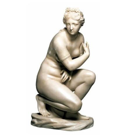 Kauernde Aphrodite, nach Doidalses, handgefertigt aus Kunstmarmor, Museums-Replikat