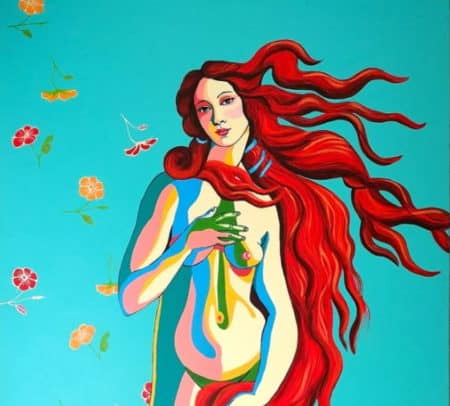 Folk Art Acrylgemälde „Venus“ (2017) der peruanischen Malerin Gisella Stapleton