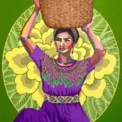 Folk Art „Woman with basket of fruits“ (2021) der peruanischen Malerin Gisella Stapleton