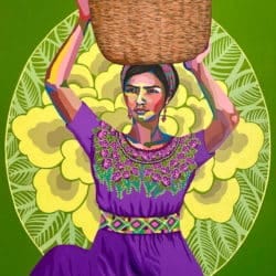 Folk Art „Woman with basket of fruits“ (2021) der peruanischen Malerin Gisella Stapleton