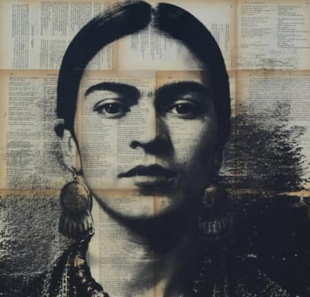 "Frida Kahlo" (2021) von Dane Shue, Portraitmalerei auf MDF-Board