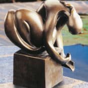 Gartenskulptur / Wasserspeier "Wasserschöpferin" von Théo Stuttgé, Limitierte Edition in Bronze
