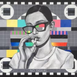 Pop Art Gemälde "NO SIGNAL" (2021) von Lu Sakhno, Acryl auf Leinwand
