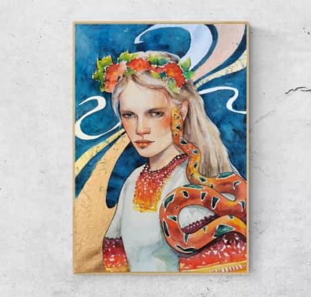 Aquarellmalerei "TOTEM II" (2021) von Alina Konyk (Ukraine)