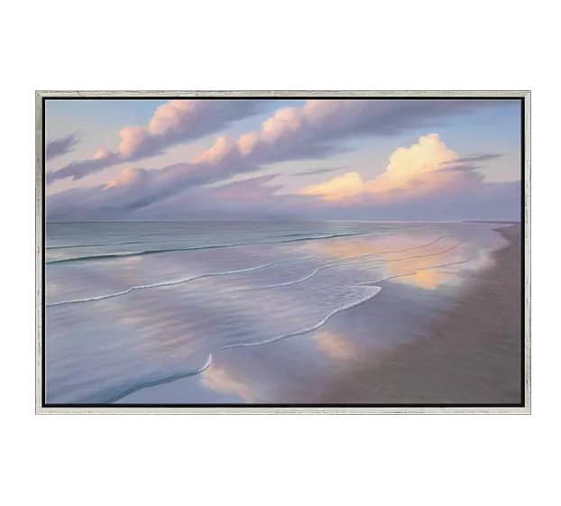 Marinemalerei „Abendlicher Strand III“ von Michael Krähmer, Giclée auf Leinwand