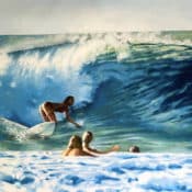 Ölgemälde „The Vegan Surfer Tia Blanco“ von Thomas Saliot
