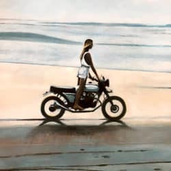 Maritimes Ölgemälde „Beach Ride“ von Thomas Saliot, Mediterraner Pop Art